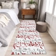 thumbnail image 4 of 2'x6' Rug Runners for Hallways Kitchen, Red Grey Botanical Non Slip Entryway Beside Floor Carpet Runner, Spring Floral Summer Farmhouse Washable Laundry Room Bedroom Throw Rugs Mat for Family Pet, 4 of 8