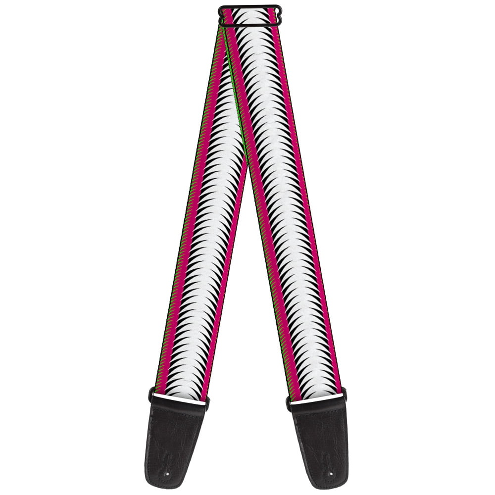 Buckle-Down Guitar Strap, Fish Tail Fuchsia Black White, 2 Inches Wide