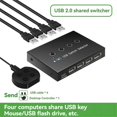 thumbnail image 2 of 4 In 4 Out KVM USB2.0 Switch Hub Adapter USB2.0 Printer for Laptop, 2 of 5