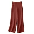 thumbnail image 2 of WREESH Womens Wide Leg Pants Solid Summer Casual Elastic Waist Buckle Cotton Linen Pocket Trousers Red, 2 of 5