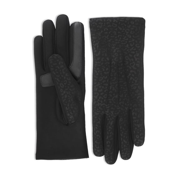 Isotoner Women's Everyday Spandex Gloves with Fleece Lining, Black, L/XL
