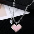 thumbnail image 2 of 2pcs Magnetic Heart-shaped Mosaic Necklace Fashion Personality Couple Love Necklace For Valentine's Day, 2 of 2