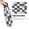 thumbnail image 4 of Yayeee 33oz Insulated Water Bottle Double Wall Stainless Steel with Flip Straw Lid, Black and Gray Plaid Pattern, 4 of 7