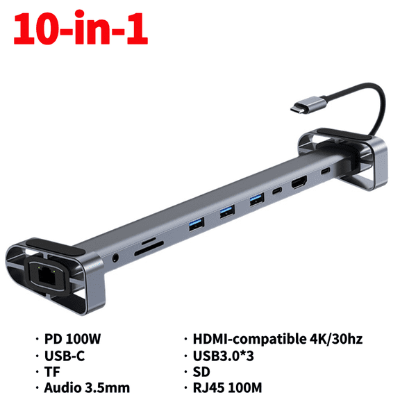 11 in 1 USB C Dock with 4K Video Output VGA Ethernet Multiport Adapter 100W PD SD/TF Audio for Type-C Laptop