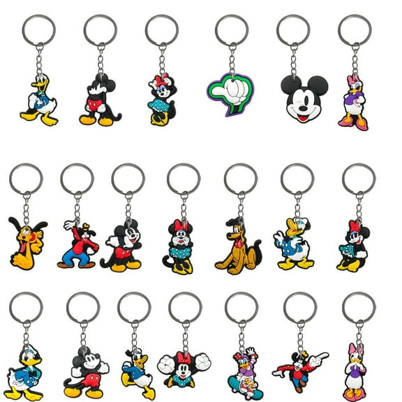 20pcs Mickey Cartoon Keychain for Kids Party Favors, Mini Cute Keyring for Classroom Prizes, Birthday Christmas Party Favors Gift, Goodie Bag Stuffers Supplies