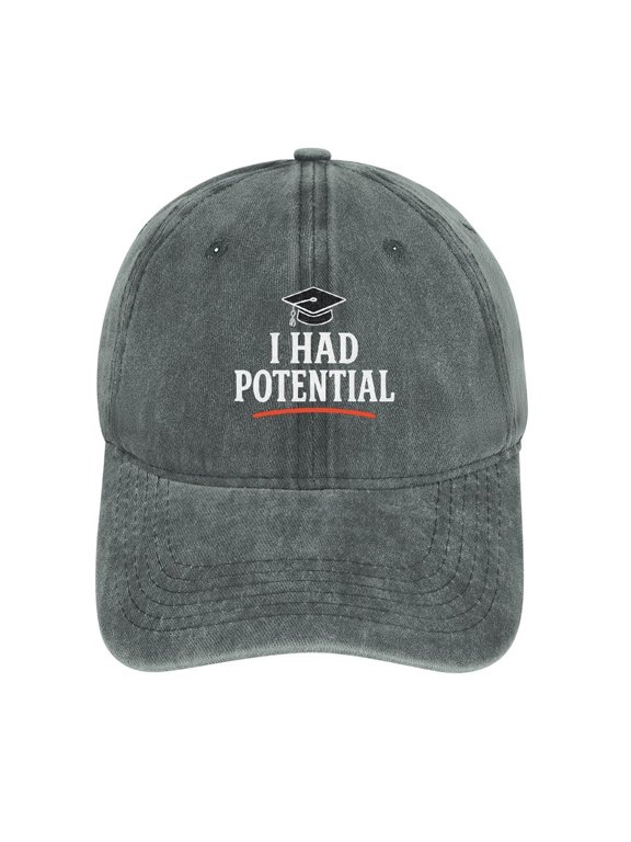 I Had Potential Gray Baseball Cap for Men Women, Adjustable Snapback Hats Cotton Hat
