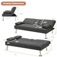 thumbnail image 2 of Gymax Convertible Folding Futon Sofa Bed Fabric w/2 Cup Holders Dark Gray, 2 of 10