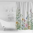 thumbnail image 4 of Extra Long Shower Curtain 72x84 Inch, Spring Floral Shower Curtain Waterproof Bathroom Decor Wildflowers Herbs Summer Botanical Fabric Bath Curtain Set Accessories with Hooks, 4 of 6