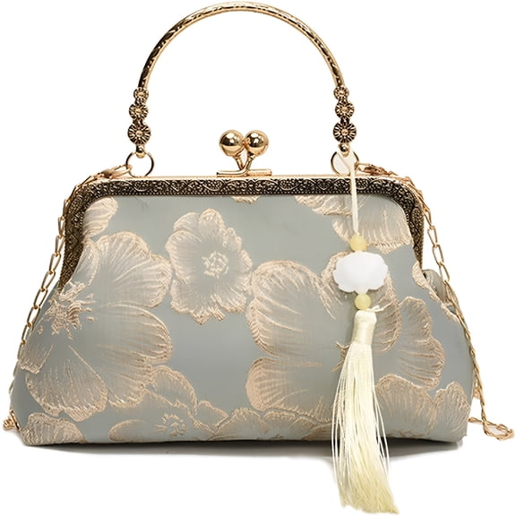 AOMRCOL Women Embroidered Evening Bag Shoulder Bag With Cheongsam And Chain Crossbody Purse Handbag