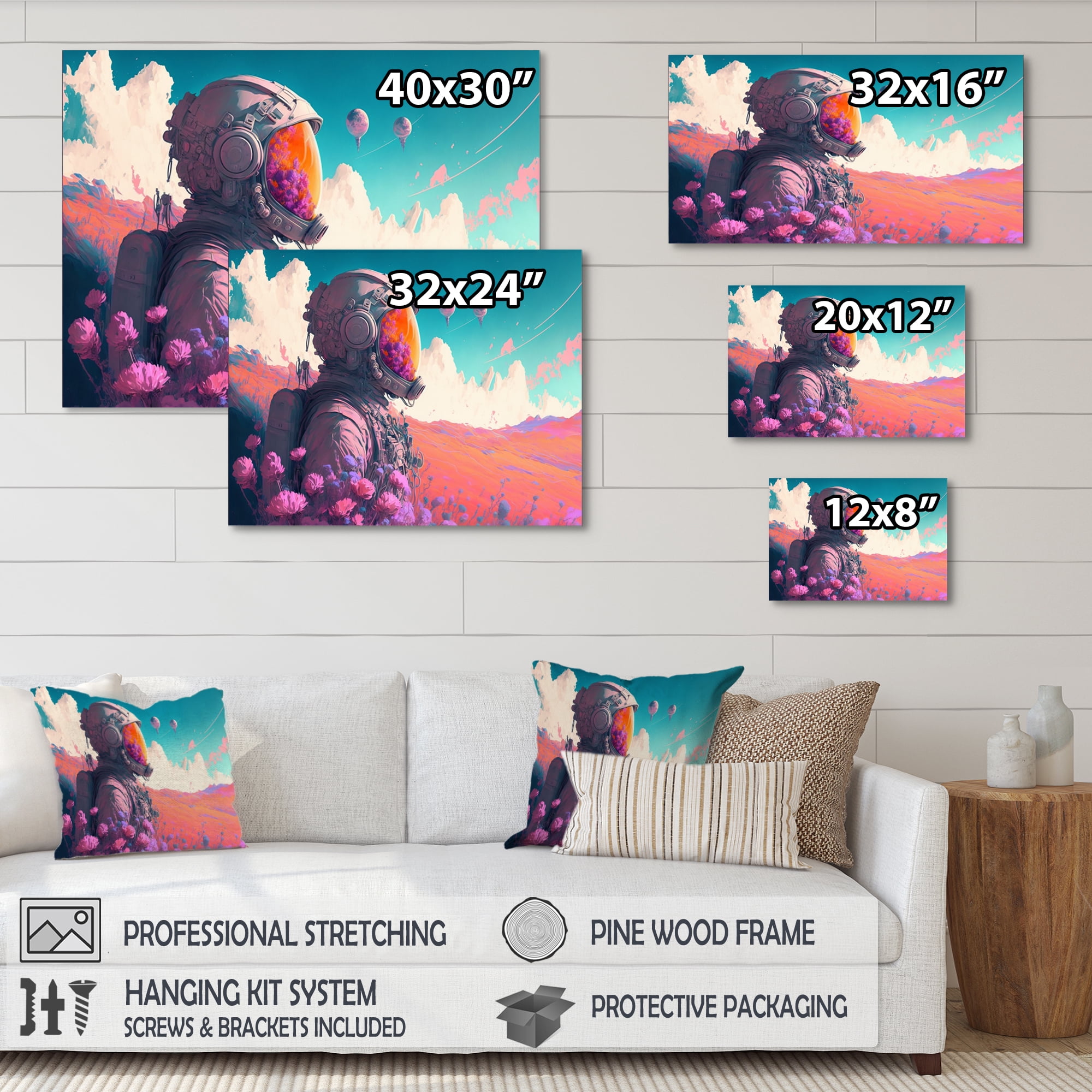 Designart Astronaut Planet Dream II Canvas Wall Art