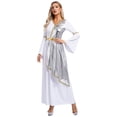 thumbnail image 4 of iefiel Costume Grec pour Femmes Robe Classique Toge Ajustée Robe de Princesse Romaine Costumes d'Halloween Argent m, 4 of 8
