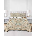 thumbnail image 3 of Sage Green Orange Floral Queen Size Down Alternative Comforter, Lightweight Comforter Quilt Bedding Set with Pillow Shams Boho Vintage Botanical Ethnic All Seasons Bed Comforter Duvet Insert 90"x96", 3 of 7