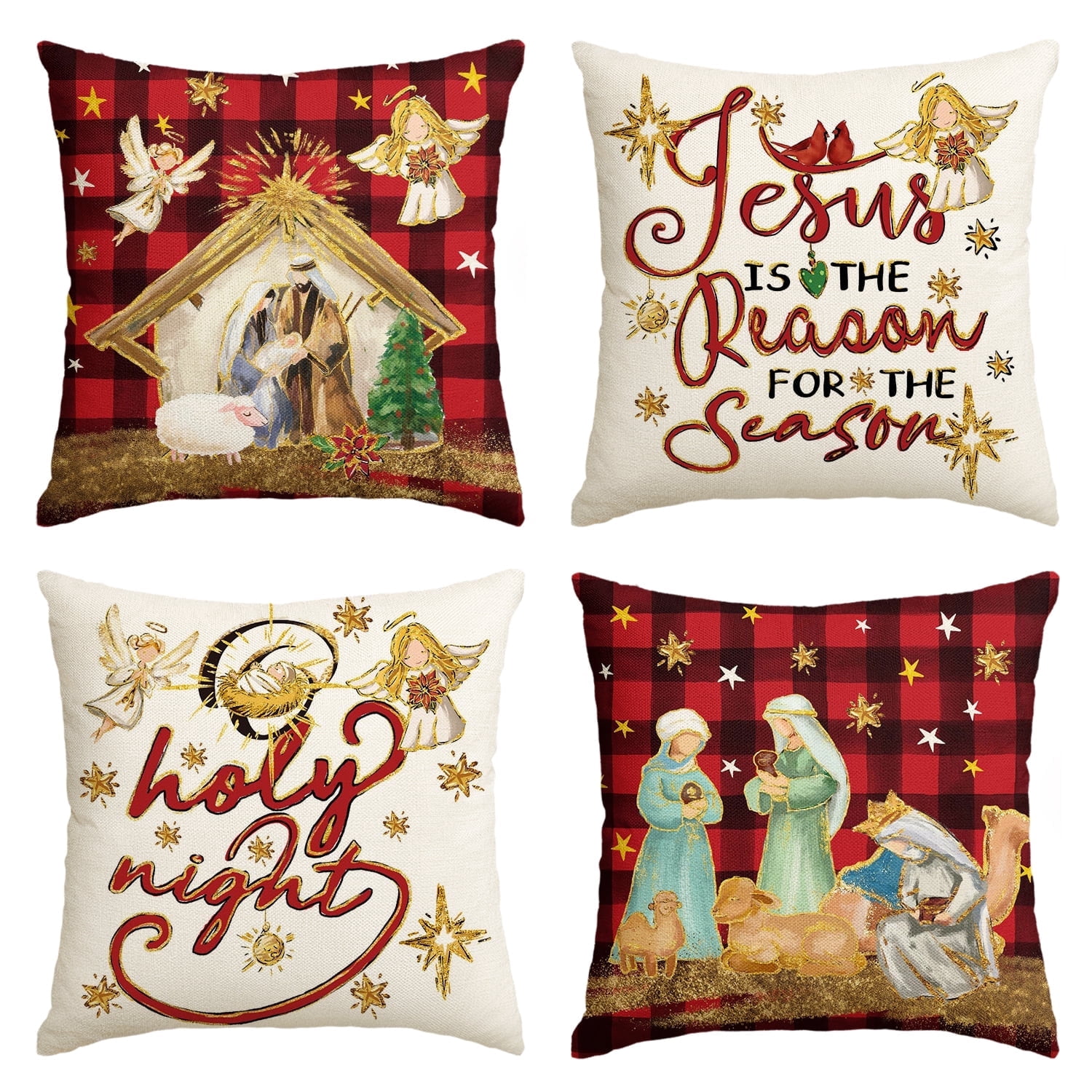 Sm:)e Red Buffalo Plaid Merry Bright Pillow Covers 18x18