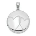 thumbnail image 1 of Sterling Silver Rhodium-plated 20mm Polished Hearts Round Locket, 1 of 3