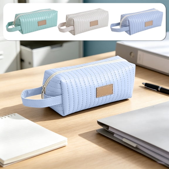Summer Saving!Back_to_School Saving!School_Supplies!Under $1 dollars!Special Pencil Case Pouch, Colorful Pencil Pouch Makeup Brush Bags ForTeenagers Home Office Orginazer, Blue