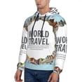 thumbnail image 3 of Pofeuu World Travel Print Mens Casual Hooded Collar Drawstring Hoodies Pullover Sweatshirts Casual Long Sleeve Shirts-Medium, 3 of 7