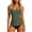 #0027-Army Green, variant on Womens Solid Color Tankini Set Built-in Bra Camisole Top with Bottom Split Swimsuit