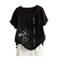 thumbnail image 1 of Pompotops Womens Casual Loose Button Linen Plus Size Daily Boho Tanic T-Shirt Blouse Tops, 1 of 4