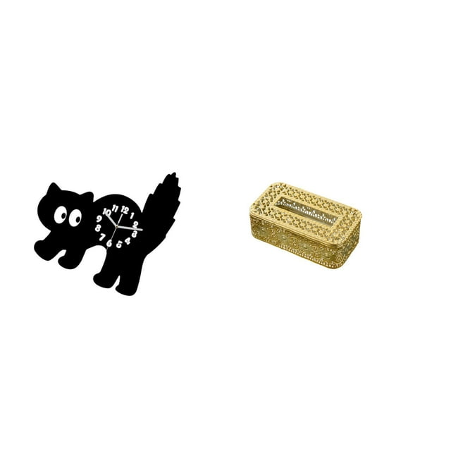 Reloj de pared,Reloj de pared decorativo para baño o dormitorio,Reloj de pared para gatos silencioso,sin tictac,ideal para regalar.,caja de pañuelos,Dispensador de pañuelos desechables para