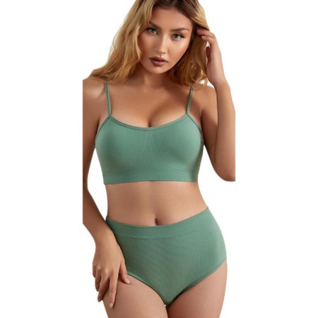 

Women s Basic Ribbed Knit Bra and Panty 2 Pack Set