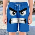 thumbnail image 2 of Gelikeya Boys Swim Trunks Board Shorts Funny 3D Cartoon Face Print Swimming Trunks Quick Drying Beach Shorts Casual Summer Outfits 2026 #02 Blue, 11-12 Years, 2 of 4