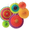 thumbnail image 1 of Party Hanging Paper Fans Set, Round Pattern Paper Garlands Decoration 6pcs, 1 of 4