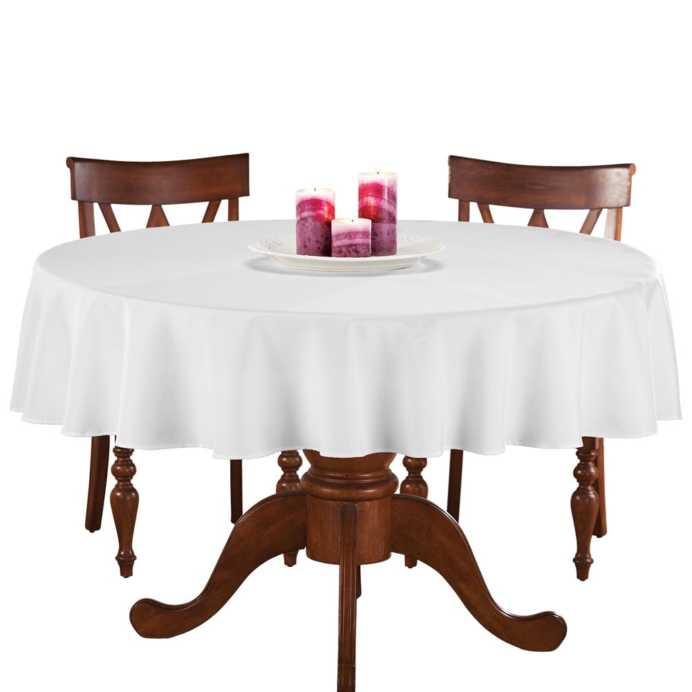 70 Inch Round Solid Colored Tablecloth 100 Durable Polyester White