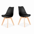 thumbnail image 6 of Modern Dining Table 5Pc Set, 47in. Dining Table and Faux Leather Upholstered Side Chairs with Wood Legs, Black, 6 of 7