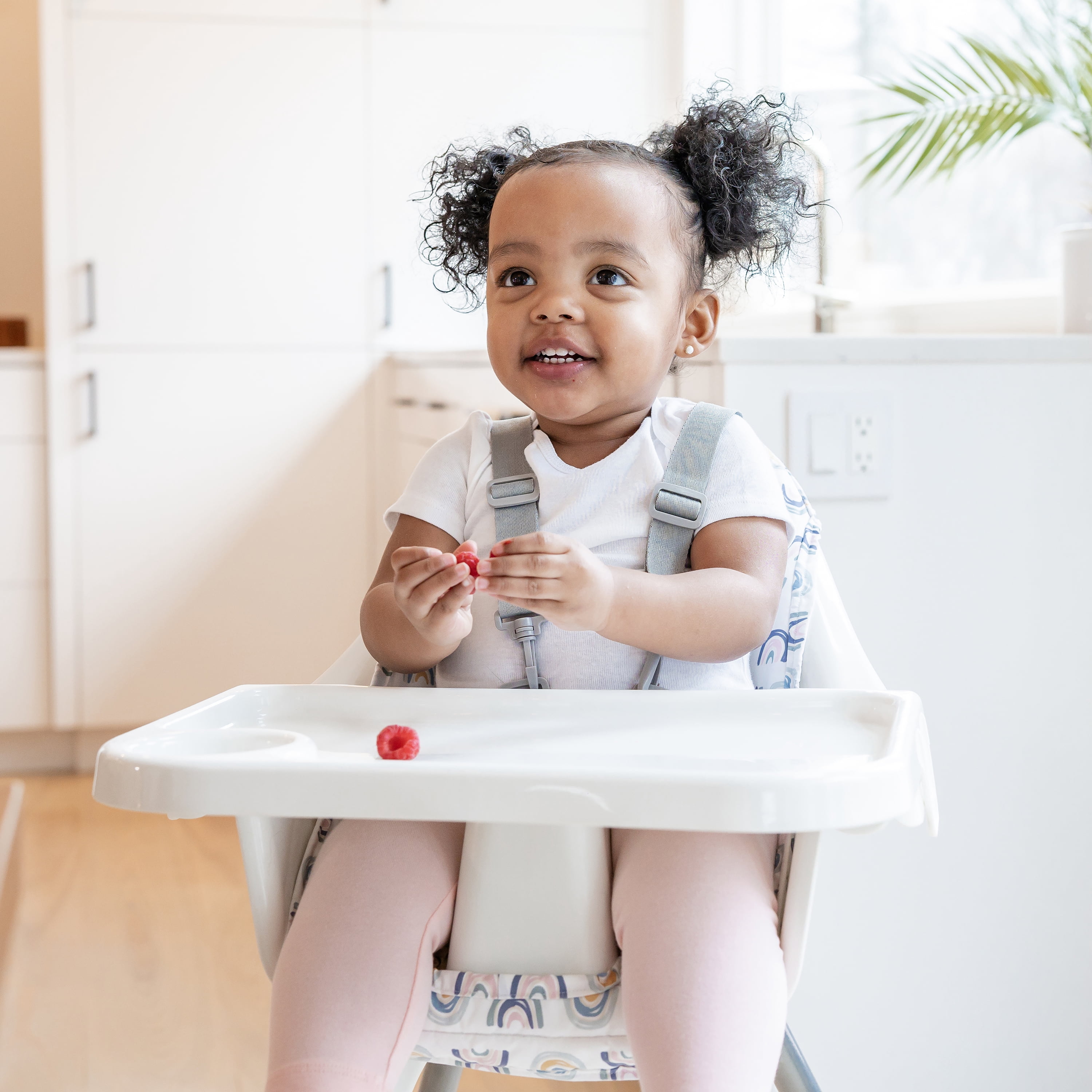 Regalo Baby High Chair with Attachable Tray and 5-Point Harness, 6-36 Months, Rainbow Print