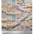 thumbnail image 1 of Soimoi Gray Georgette Viscose Fabric Multi Bow & Dots Decor Fabric Printed Yard 42 Inch Wide, 1 of 3