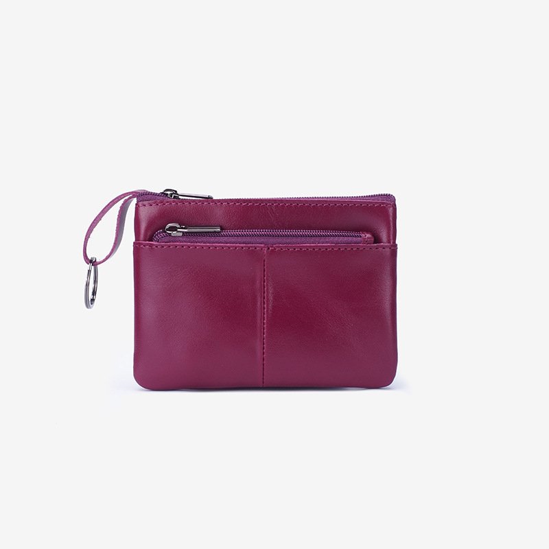 Genuine Leather Coin Purse with Key Ring Vintage Small Zipper Wallet for Men and Women Compact Card Holder for Everyday Carry Travel and Outdoor Use