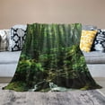 thumbnail image 2 of BCIIG Landscape Throw Blanket, Rainforest Trees and Fresh Grass in Jungle Wildlife Nature Tropical Photo, for Bedroom, Couch, Livingroom, Chair, Pets, Outdoors, 60x80in, 2 of 6