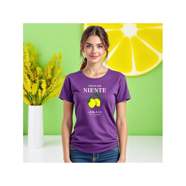 Playera Blusa De LimonesDolce Far Niente – Disfruta el Placer de No Hacer Nada con Estilo Color Morado Talla Mediana Marca Emil SaEs
