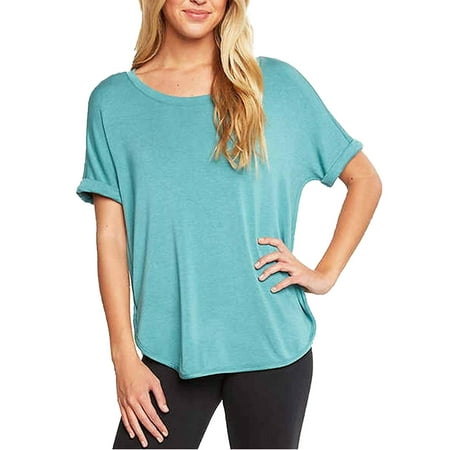 Matty M Women’s Short Sleeve Rolled Cuff Tunic Top Shirt - Walmart.com