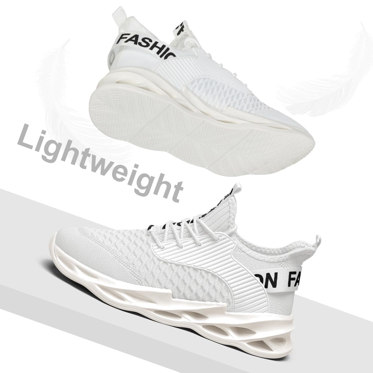 ZUTY Men's Running Shoes Blade Tennis Walking Fashion Breathable Non Slip Gym Sports Work Trainers White 9