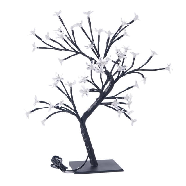 Amdohai Simulation Cherry Tree Lamp Iron Art USB Switch Night Light Christmas Holiday Room Decoration Table Lamp