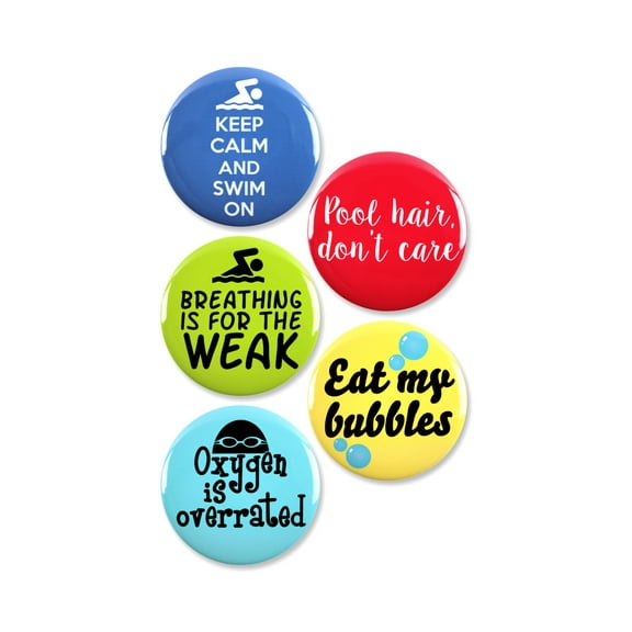 5 Pack - Swimming Obsessed Sports Pinback Buttons - 2.25 Inch