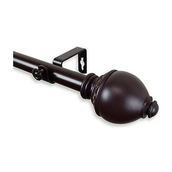Tension Rod - Home 4 Inch Decorative Curtain Rod - Mahogany Finish - 65 Inch Adjustable
