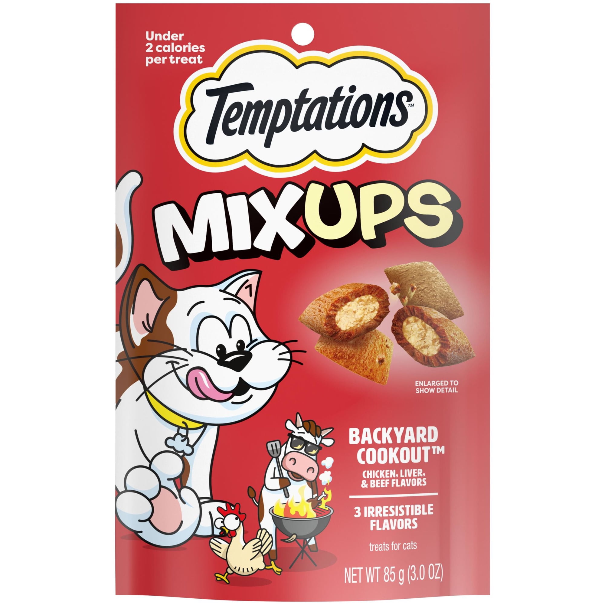 Temptations Mixups Crunchy and Soft Cat Treats Backyard Cookout Flavor, 3 oz Pouch