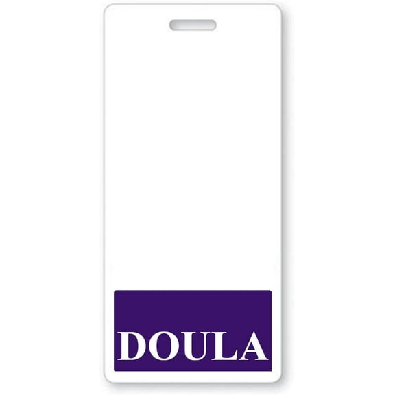 DOULA Badge Buddy - Vertical Heavy Duty Spill & Tear Resistant Cards - 2 Sided Quick Role Identifier ID Buddies for Doulas - Specialist ID (Purple)