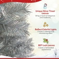 thumbnail image 6 of Gymax 7 FT Pre-Lit Artificial Christmas Tree Silver Tinsel Hinged Xmas Tree, 6 of 10