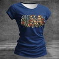 thumbnail image 5 of Camiseta de Manga Corta de la Mujer Casual Suave Transpirable de Poliéster de Impresión con Cuello en V para el Verano Otoño Hogar Uso Diario, 5 of 5