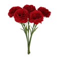 thumbnail image 2 of Artificial Carnation Bouquet, Silk Fake Flower Bouquet for Wedding Centerpiece, 11 Inch Tall Floral Arrangement - Home Decor Photo Prop, No Maintenance, Includes Ribbon(Red), 2 of 6