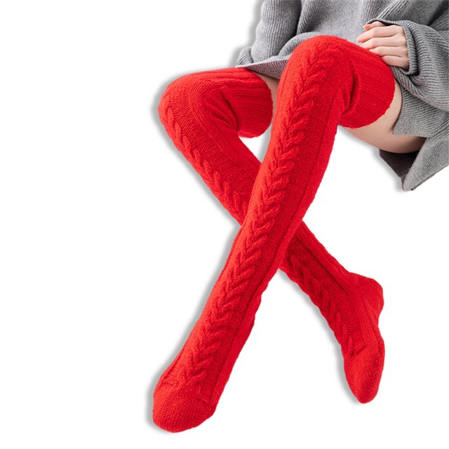 Qarigey 1 par de medias de punto de Color sólido, calcetines altos Keen, calentadores de piernas para mujeres, zapatos, accesorios, medias bonitas de Prendas para la parte inferior del cuerpo Rojo