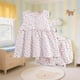 thumbnail image 5 of Conjunto de falda de verano para niña, cuello redondo, manga corta, estampado floral pequeño con lazo, material de gasa, pijama cómodo y transpirable de dos piezas para niñas pequeñas, conjunto de alg, 5 of 5