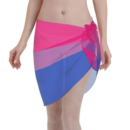 Swimsuit Coverups For Women Bisexual Pride Flag Sarong Beach Bikini Wrap Sheer Short Skirt Chiffon Scarf For Swimwear