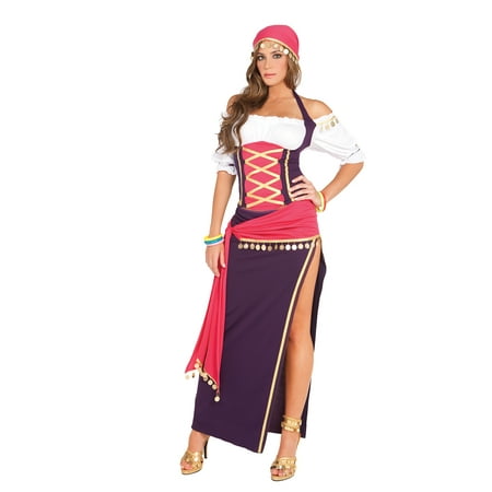 Gypsy Girl Five-Piece Costume Set Includes Halter Top, Skirt, Sash, Head Scarf, and Bracelets