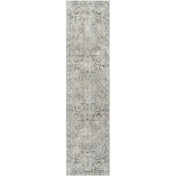 Hauteloom Bushnellaaaaa Hallway, Kitchen Runner Rug - Bohemian Traditional Oushak Style - Vintage Floral - Green, Beige - 2'7" x 10'