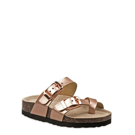 Laura Ashley Rose Gold Footbed Slide Sandal (Toddler Girls)