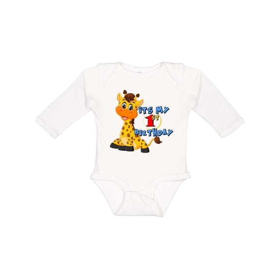Inktastic 1st Birthday Giraffe Boys or Girls Long Sleeve Baby Bodysuit